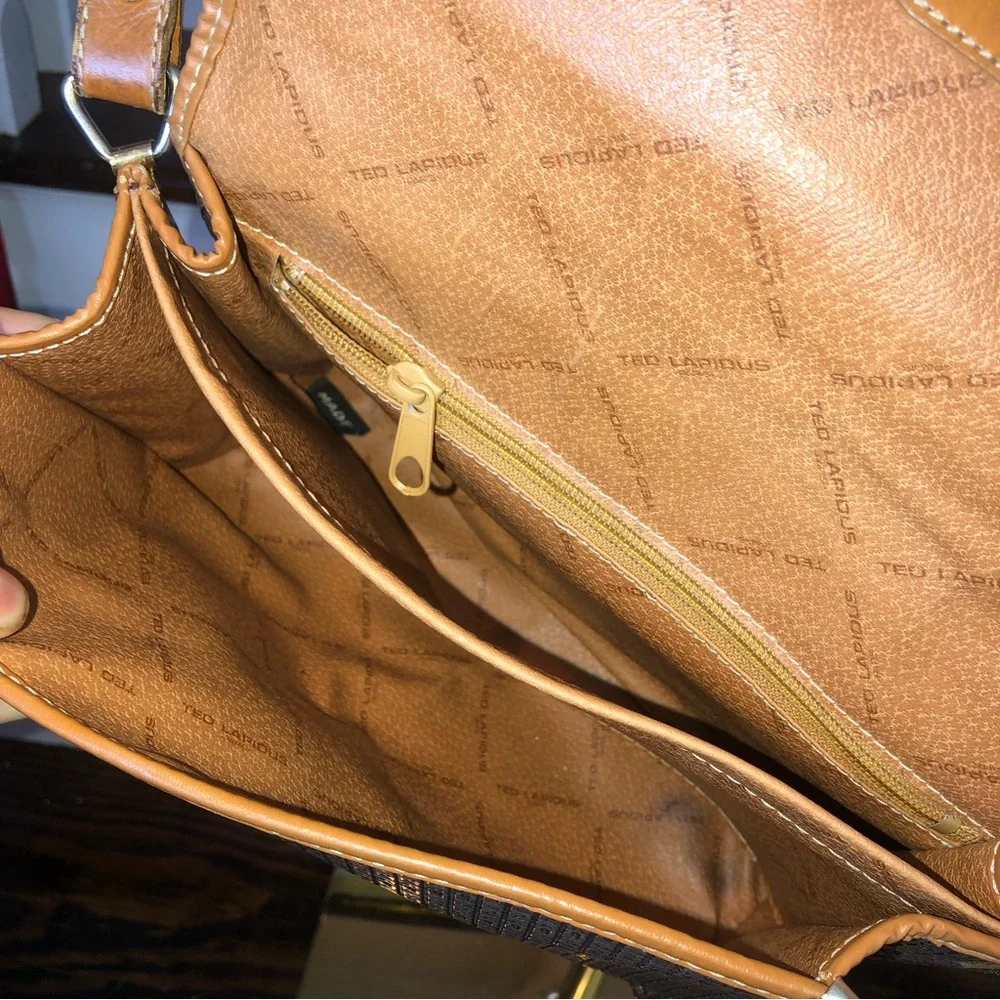 TED LAPIDUS Paris Monogram Leather PVC Crossbody Strap Shoulder Bag RARE HTF